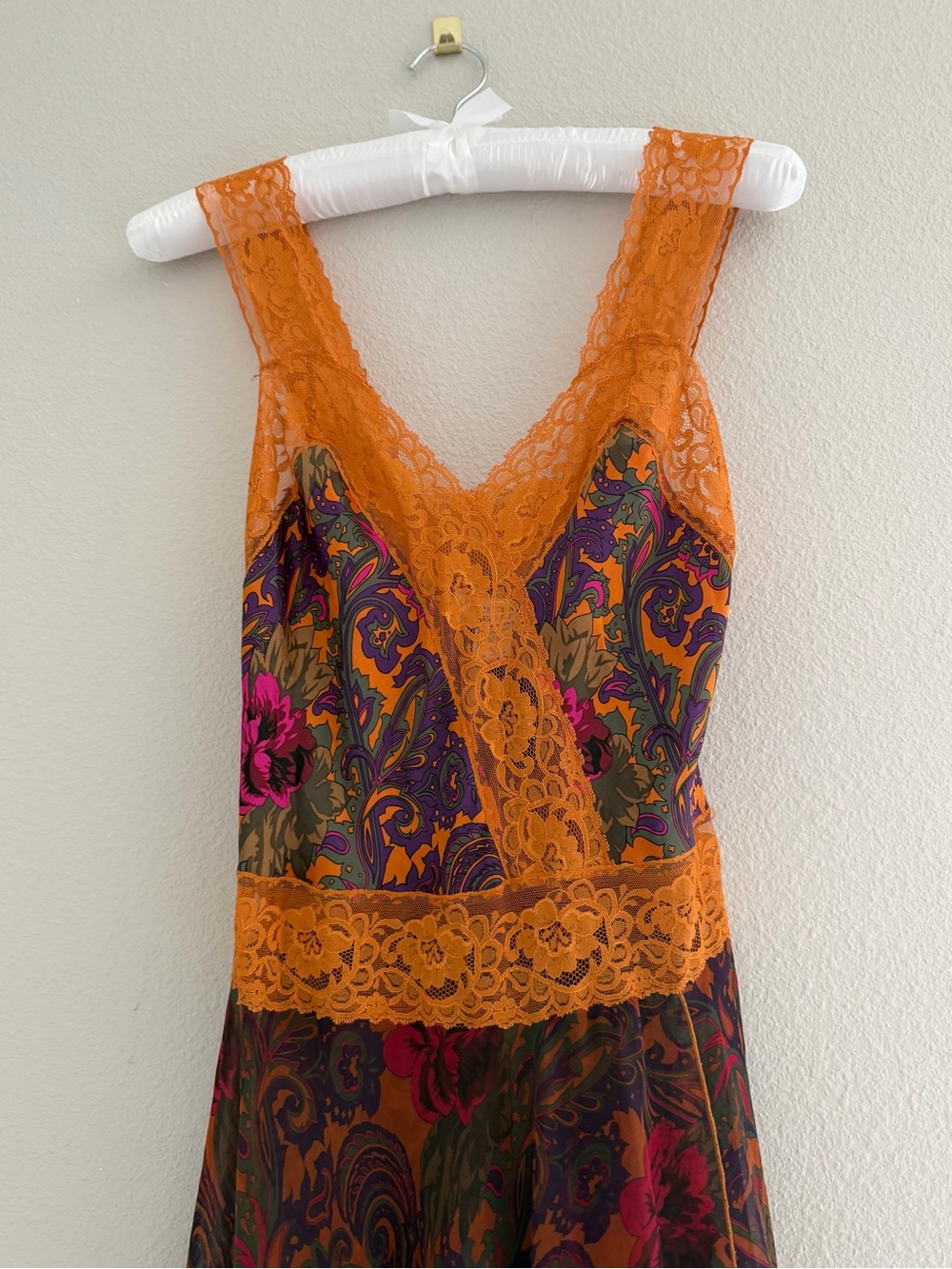 Vintage 90s Victoria’s Secret Gold Label Sheer Chiffon Paisley Floral Maxi slip - Picture 6 of 10
